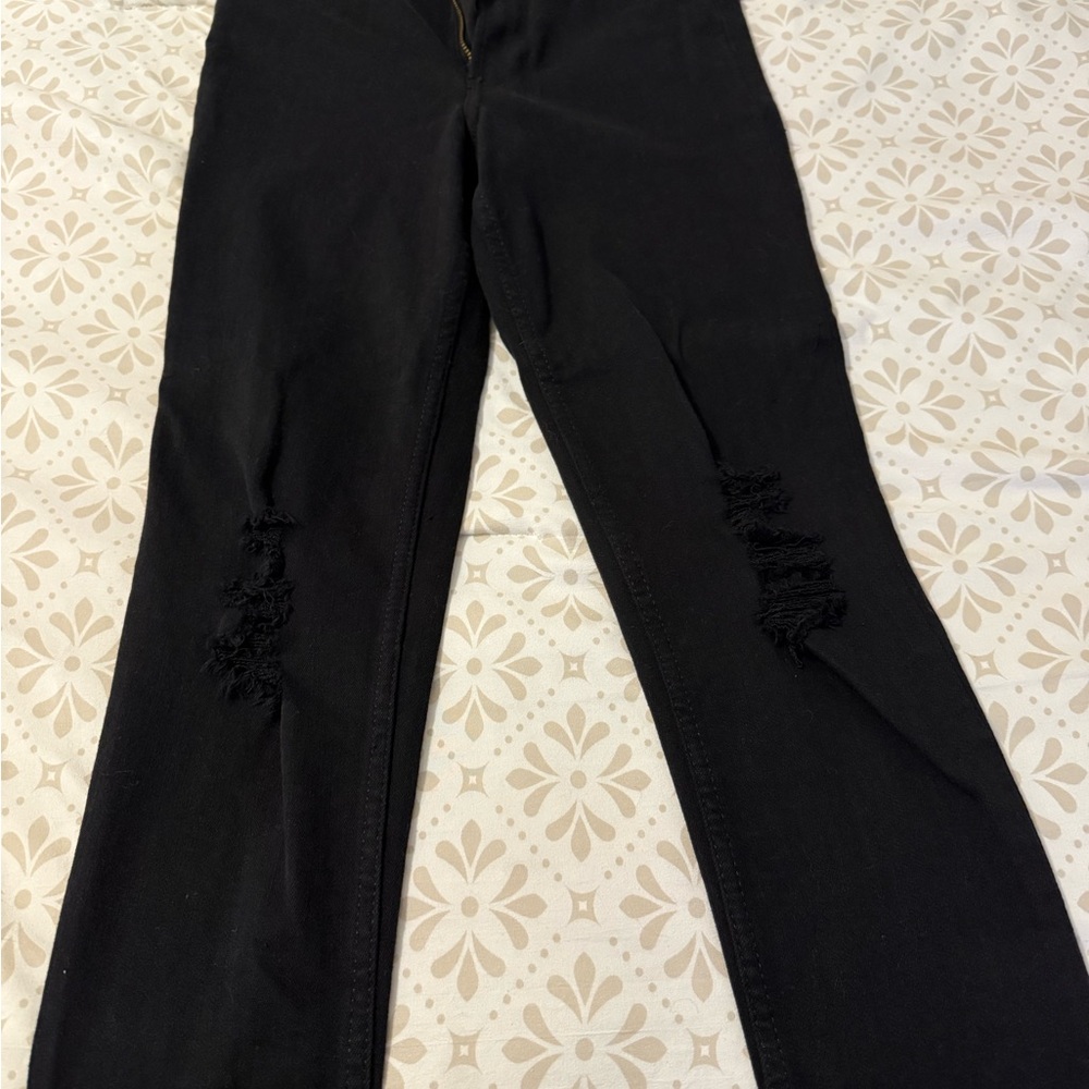 Express Black Skinny Jeans Distressed Design